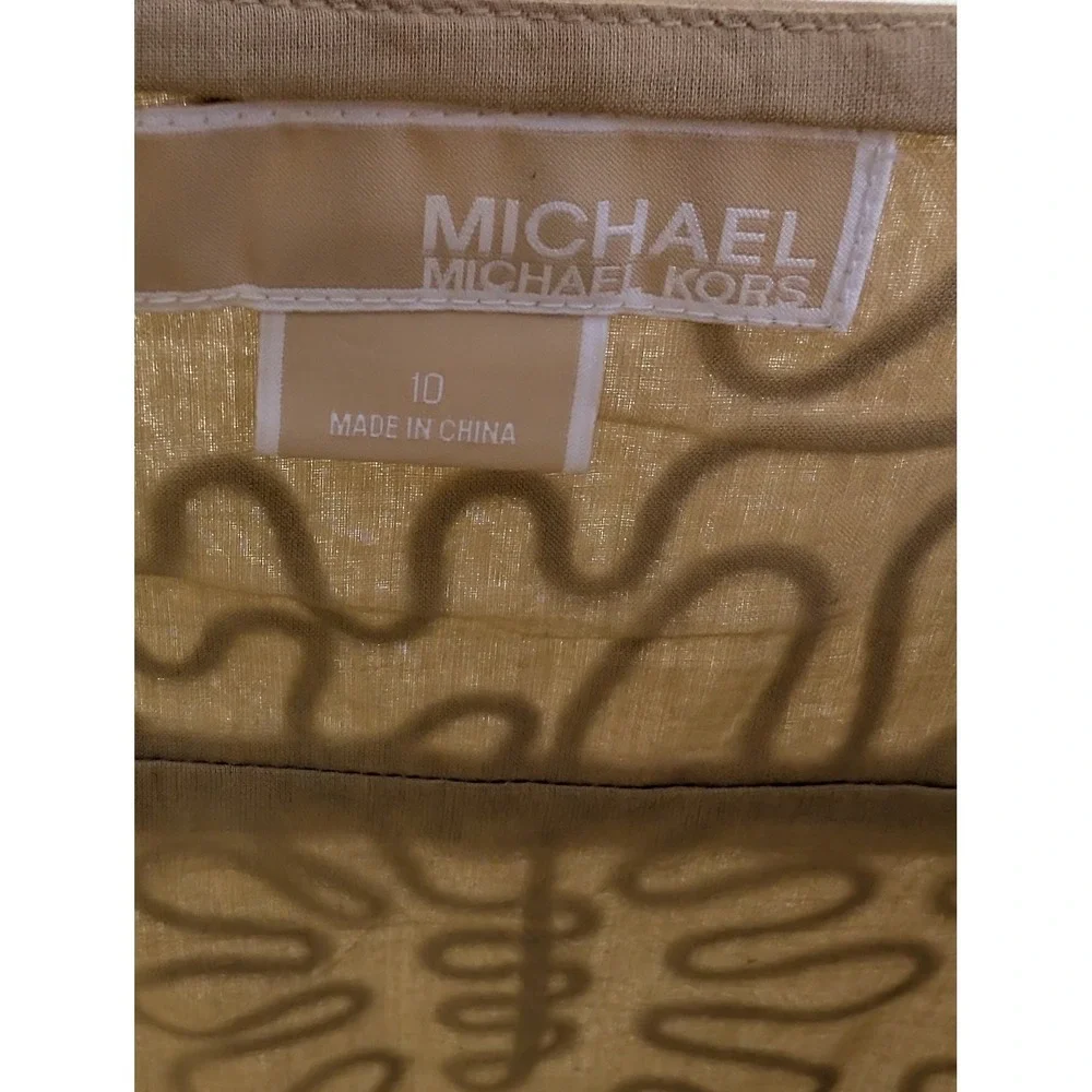 Michael Michael Kors Embroidered Cotton Midi Dress Nude Taupe Spaghetti Strap 10